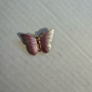 Vintage Pink Gold Tone Small Dainty Butterfly Pin Brooch Estate Fairycore